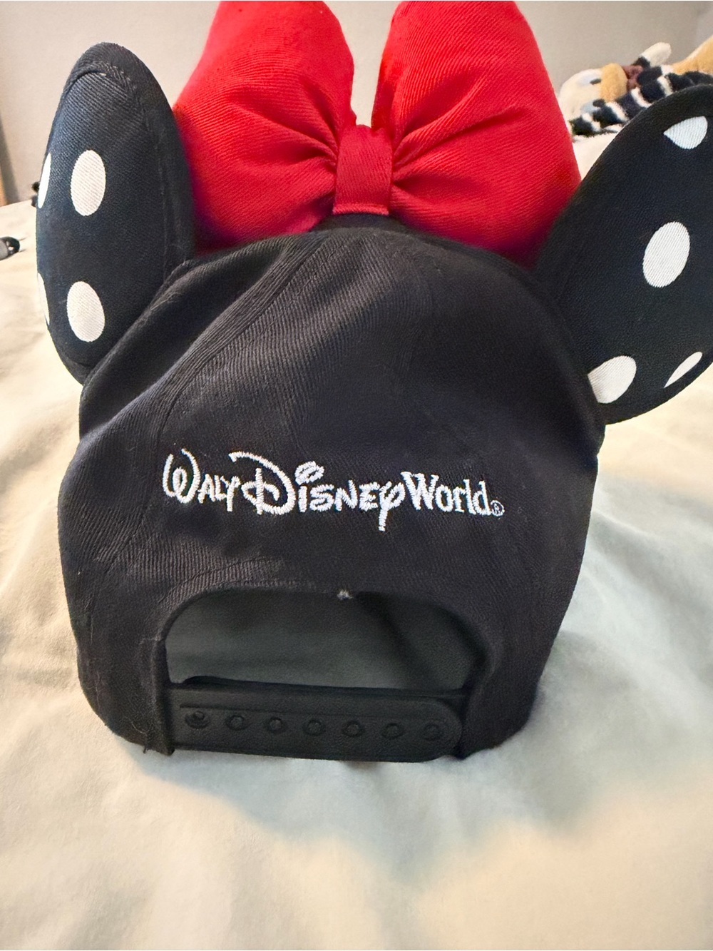 Disney Black & White Polka Dot Minnie Ear Hat with Red Bow - Picture 2 of 2